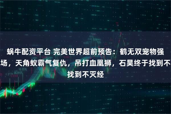 蜗牛配资平台 完美世界超前预告：鹤无双宠物强势登场，天角蚁霸气复仇，吊打血凰狮，石昊终于找到不灭经