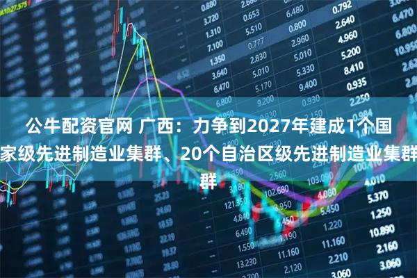公牛配资官网 广西：力争到2027年建成1个国家级先进制造业集群、20个自治区级先进制造业集群